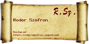 Roder Szofron névjegykártya